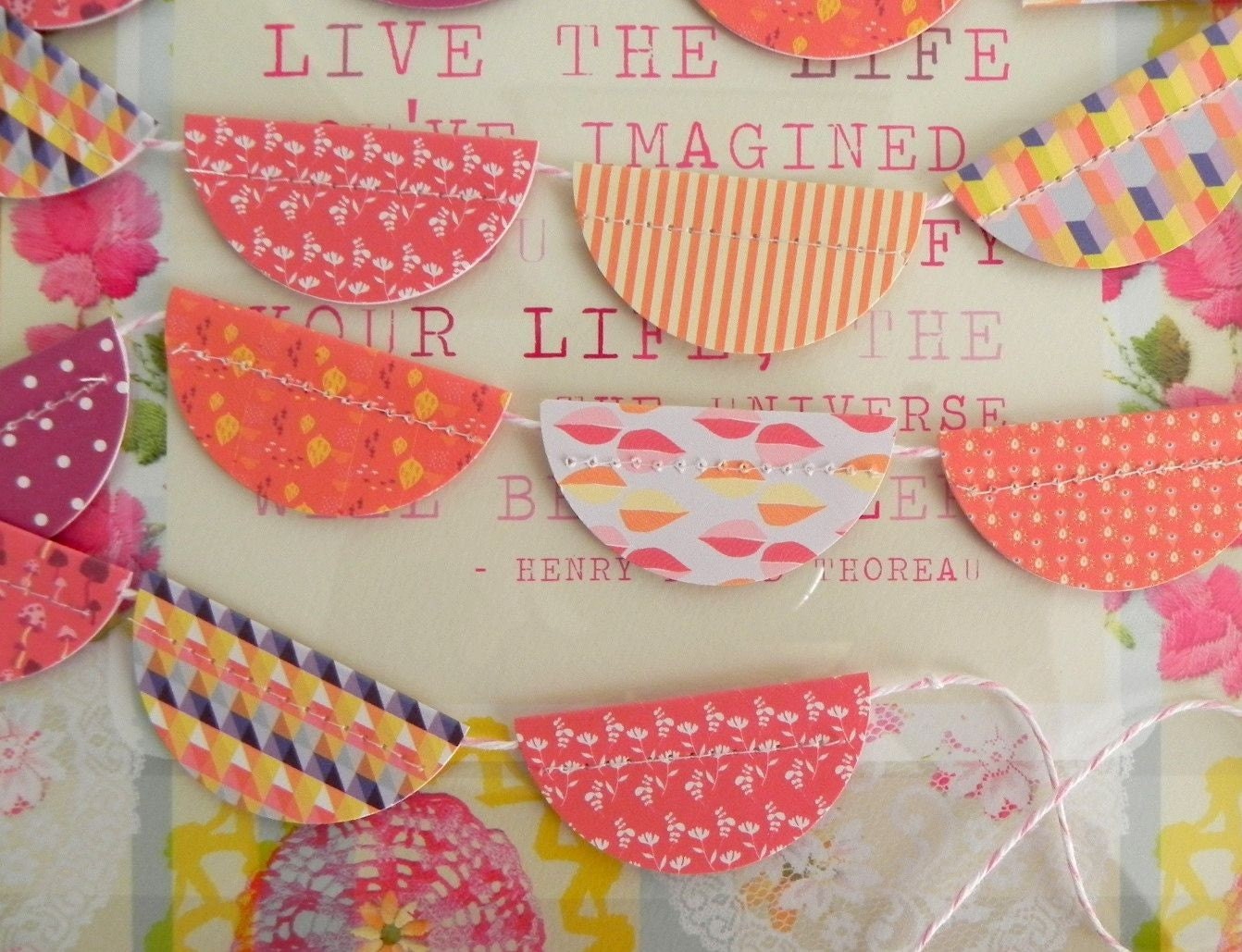 Rainbow Sewn Paper Scallops Bunting Garland Decoration Il_170x135