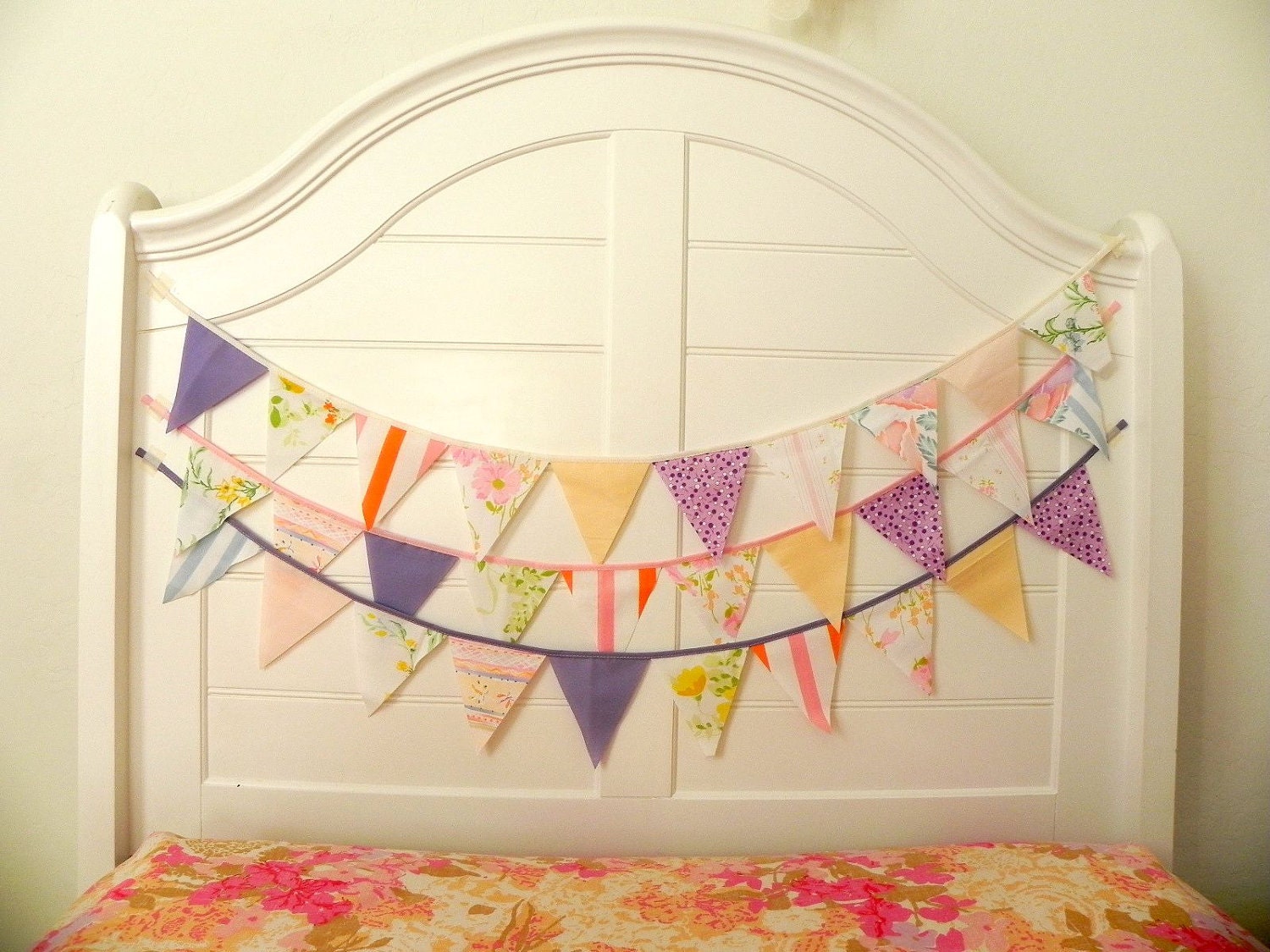 Lilac Blush Vintage Fabric Bunting, Garland, Banner, Pennant Decoration 9 Feet Il_170x135