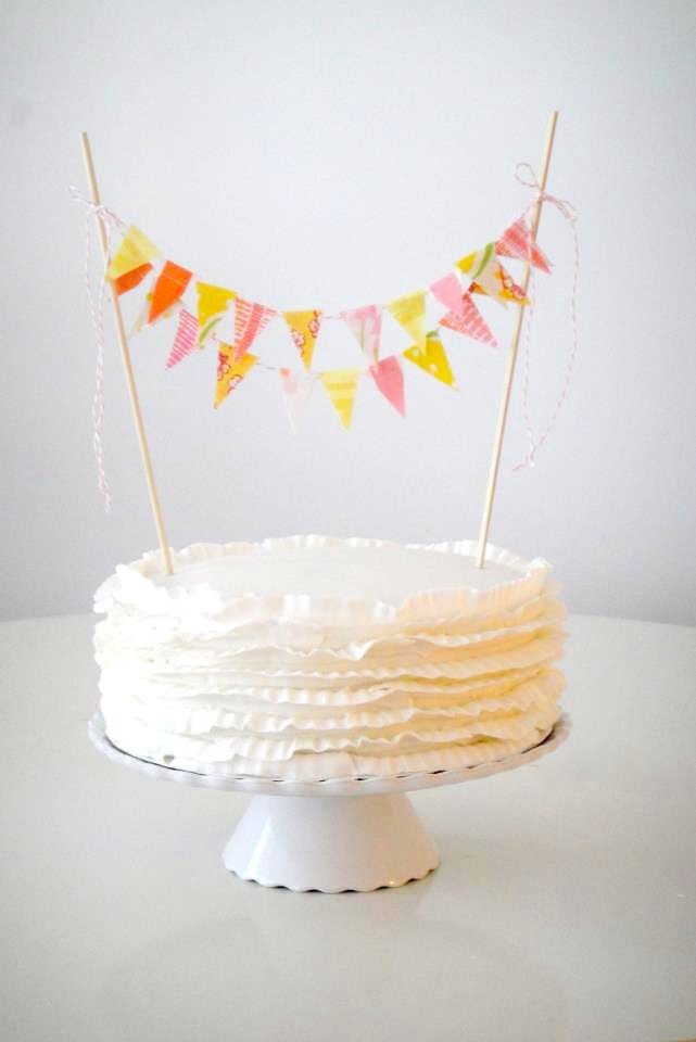 Pink Orange Cocktail Fabric Cake Bunting Decoration