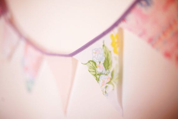 Single Strand Your Choice Vintage Fabric Bunting, Garland, Banner, Pennant Decoration 3 Feet Il_570xn