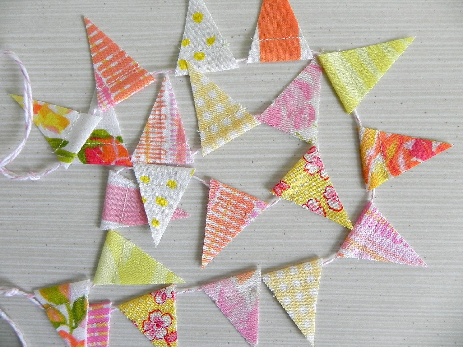 Pink Orange Cocktail Fabric Cake Bunting Decoration