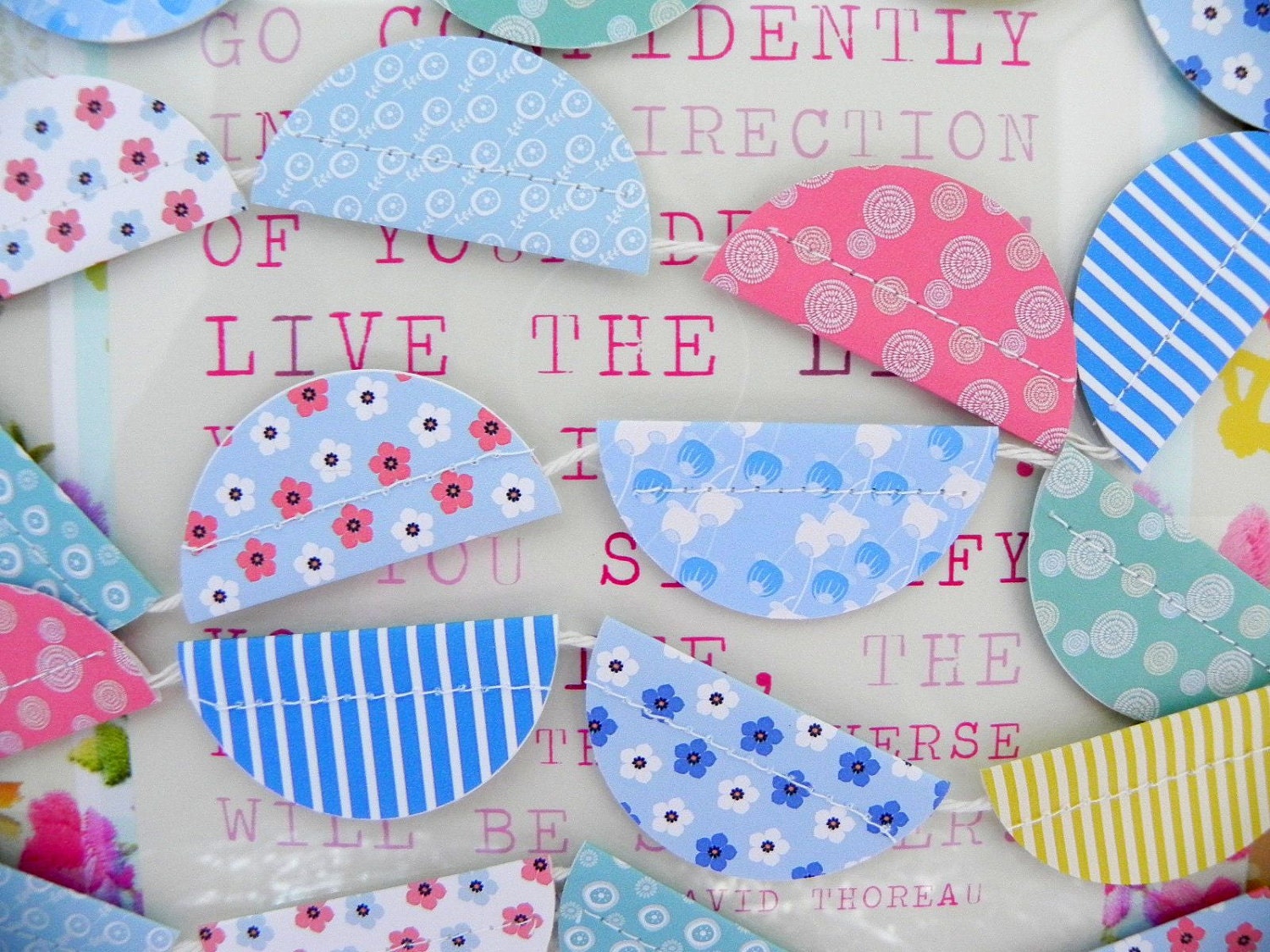 Fly High Sewn Paper Scallops Bunting Garland Decoration