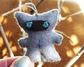 Ninja Yeti Plush Ornament: miniature stuffed plushie hand stitched with grey felt