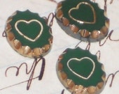 Vintage Cabochon Heart Gold Oval Green Scalloped Cabs Small Oval Rare Victorian