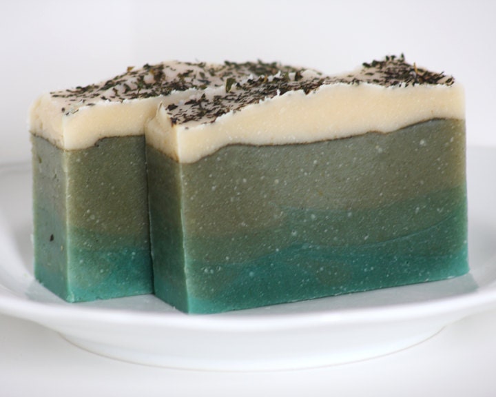SALE 30% OFF Mint and Nettle Natural Goat's Milk Ombre Gradient Soap With Shea Butter