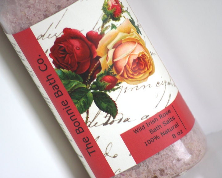 SALE 30% OFF Wild Irish Rose Aromatherapy Bath Salts With Rose Buds
