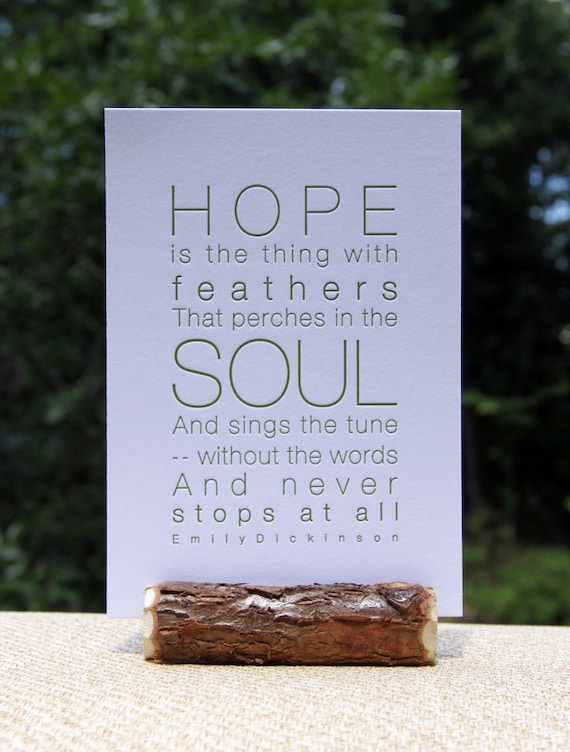 Letterpress Poetry Print - Emily Dickinson - Dark Green