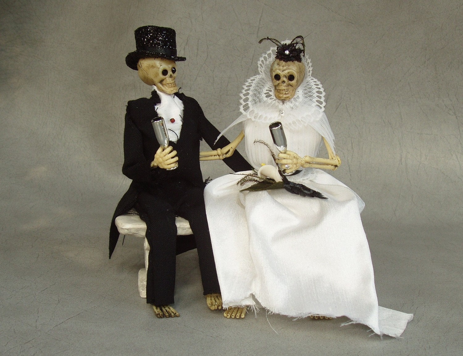 LOVE for Eternity Skeleton Bride and Groom Wedding Cake Topper by PURPLEMADISON on Etsy