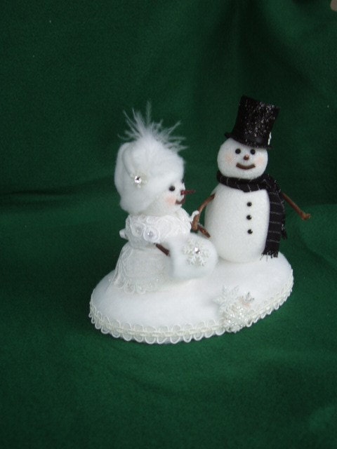 Winter Snowman and Snow Woman Decoration, Cake Topper