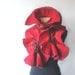 Felted scarf ruffle collar Red and Black gift under 75