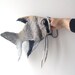 Felted purse cosmetic Grey Fish Silver Metal Frame under 50 octopurse