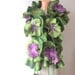 Felted  ruffle scarf  collar - Green Purple flower