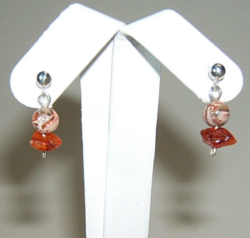 Orangine earrings - Sterling silver (.925) and genuine stones