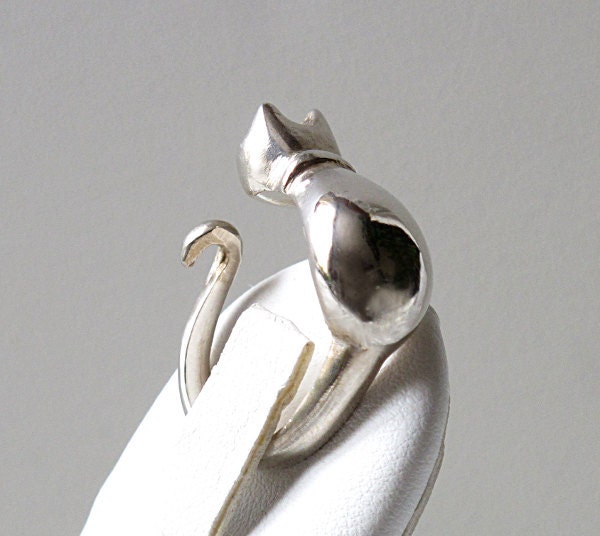 Sterling silver cat ring - Fine jewelry cat ring - Sterling silver (.925)