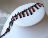 Hematite and red jasper necklace - Sterling silver (.925) and genuine stones
