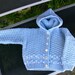 Hand knitted made sheep wool, thick and warm hoodie cardigan. For 1 to 2 years old boy (12 to 24 months). Free shipping.