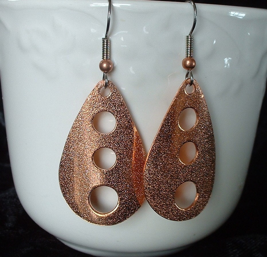 Copper Metal Teardrop Earrings