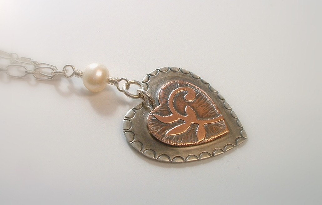 Sterling Silver and Copper Heart Necklace