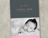 birth announcement baby boy or girl photo baby announcement modern -  "Neopolitan Baby"