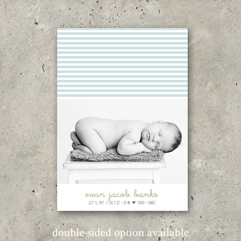 birth announcement baby boy or girl -  "Sweet Pea Stripes"