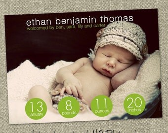 baby boy birth announcement - "Stats"