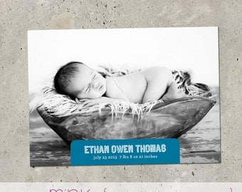 baby boy birth announcement - "Notched"