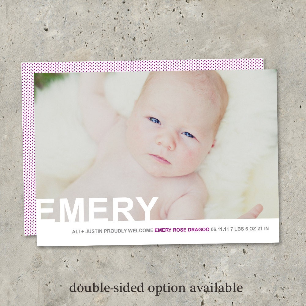 birth announcement baby girl or boy -  "Bold Baby"