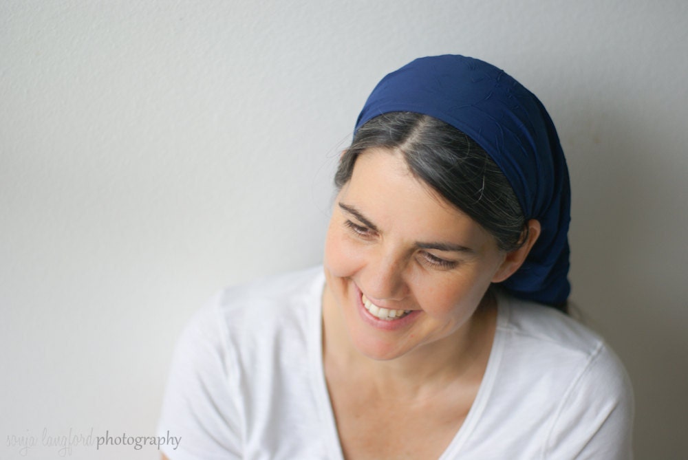 Prayer Veil -- Headcoverings for Modest Women -- Blue Crinkled