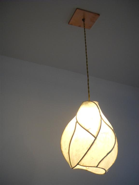 Hanging Pendant Chandelier Lighting - The Firefly - Copper and Handmade Paper Lantern