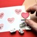 Hand carved Romantic heart face change rubber stamps set of 5
