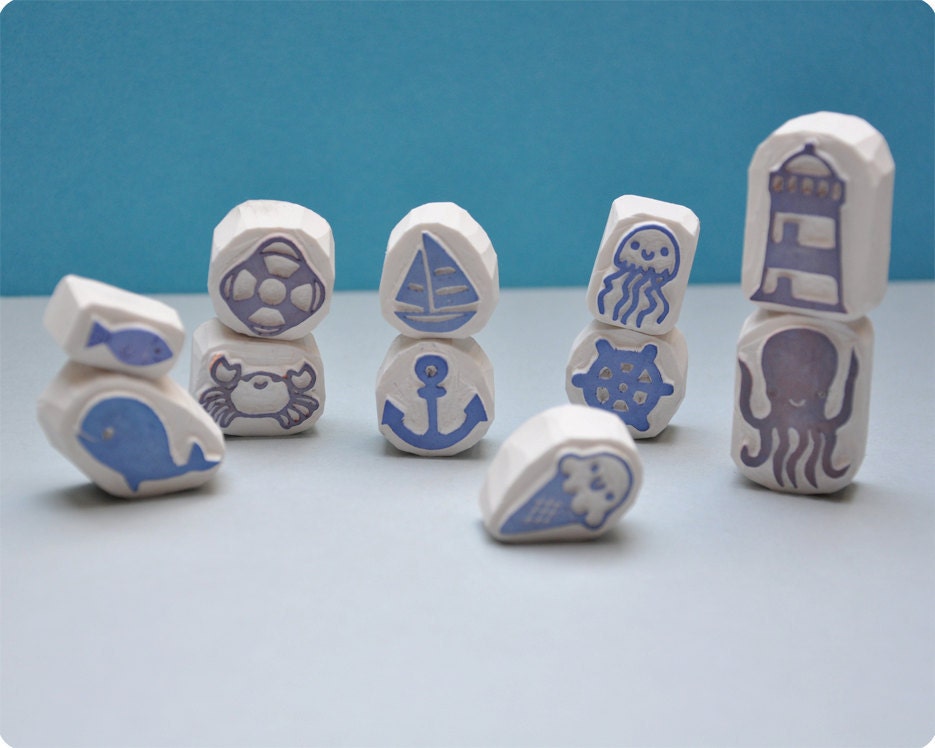 Lovely crab - Special Summer hand carved rubber stamps