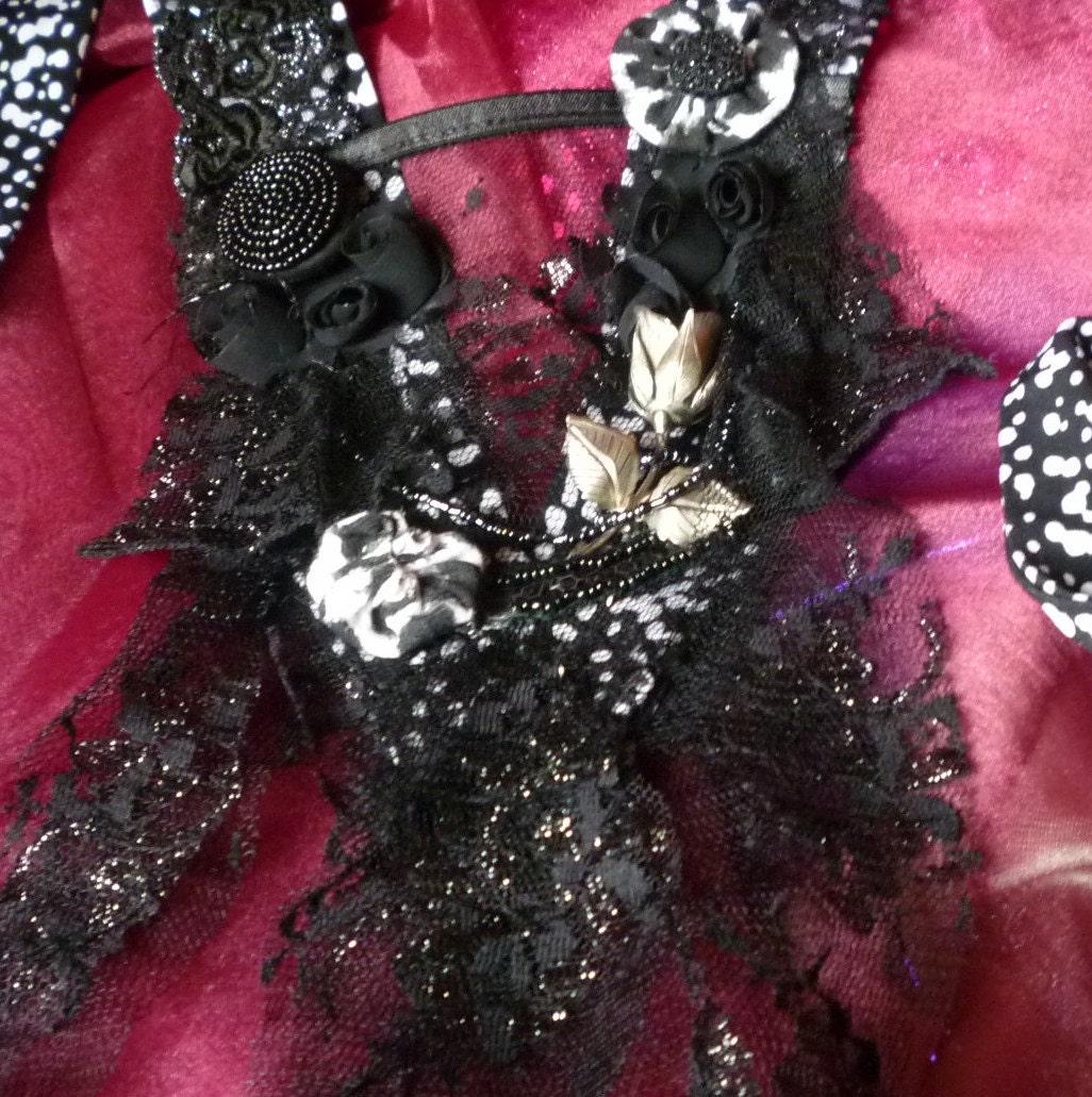RESERVED For Jen ONLY Black and Silver Lace Beaded Fabric Necklace by mystic2awesome