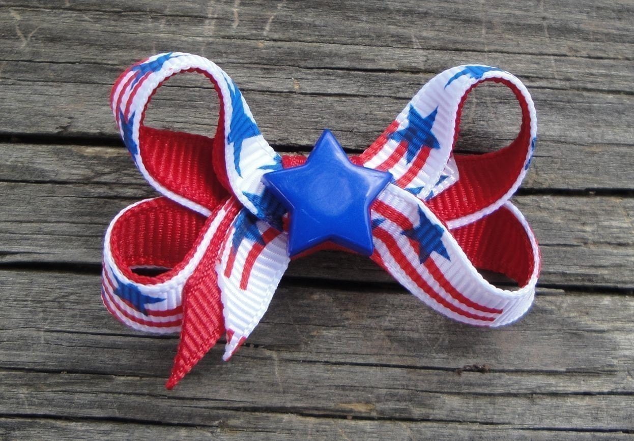 Red, White and Blue Star Boutique Bow- Memorial Day- July 4th