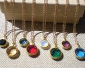 VINTAGE SWAROVSKI RHINESTONE necklace-- choose your color- solid brass chain