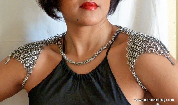 Angel Armor, Stainless Steel Chainmaille Shoulder Caps