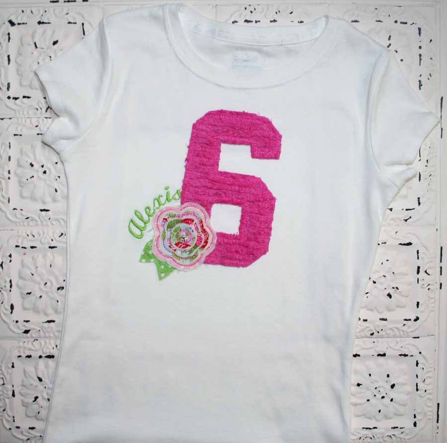 NEW-Shabby Bebe Vintage Chic Style Birthday Shirt-Raggy Frayed Flower- Free Personalization as ALWAYS