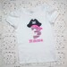 Girls Pink Pirate Number Applique Shirt or Onesie Bodysuit-Great for Pirate Birthdays- Free Personalization