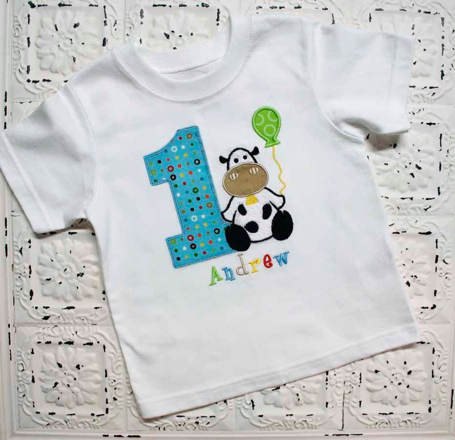 Farm Cow First, Second, Third, Birthday Shirt- Boys or Girls Colors Avail- Free Personalization