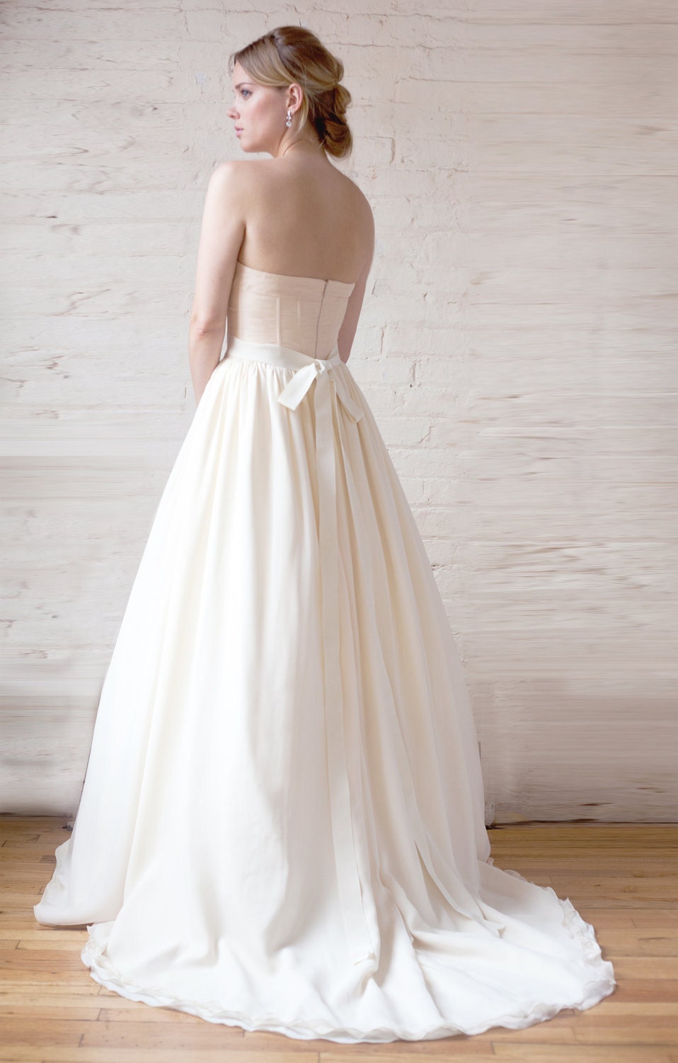 Strapless Corseted Wedding Gown, "Collette-Rose", ball gown, Blush Silks, Modern Princess, Mix and Match Customizable