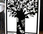 Black and White 'Tree of Life' Blank Card