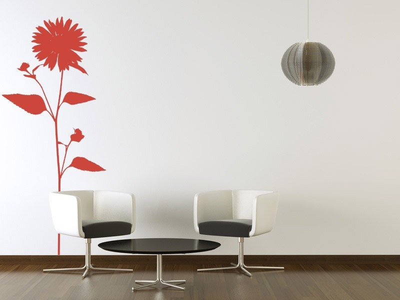 Wall Decal Flower Floral Daisy Garden Botanical Organic Nature Sunflower
