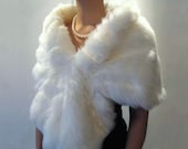 White bridal faux fur wrap shrug stole shawl cape A001-White
