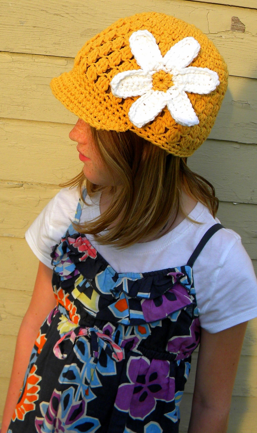 Flower Cap Crochet Pattern-(baby to adult sizes) Permission to sell finished items.Immediate PDF file download.