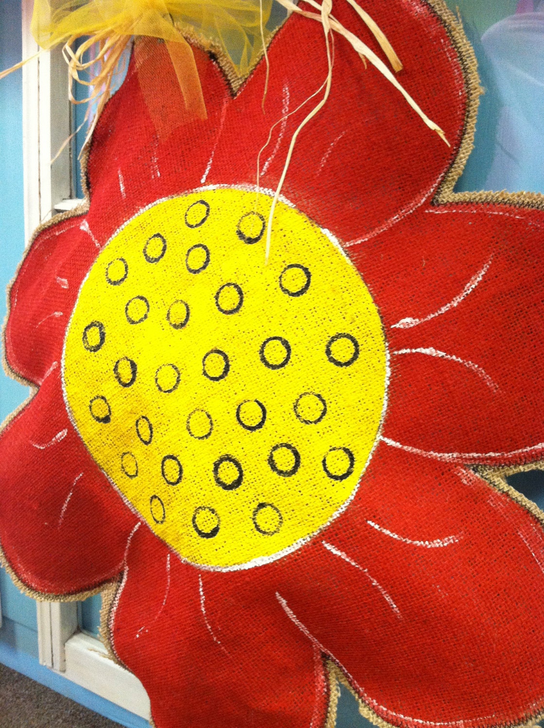 Flower Power Burlap Door Hanger