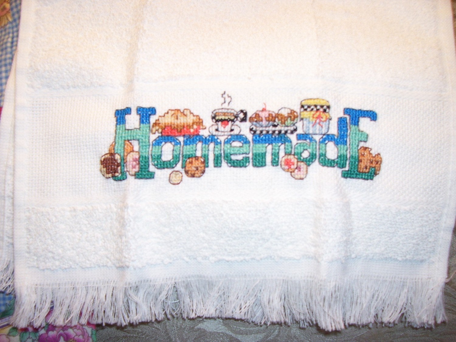 Counted Cross Stitched Everyday Fingertip towels