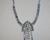 Blue Rhinestone Necklace   Signed La Rel  Vintage 1953 to 1960's