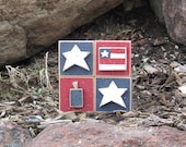 4 AMERICANA BLOCKS for July 4th, shelf, desk, office and americana home decor