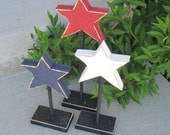 3 TALL STANDING STAR block set for July 4th, Independence day, shelf, desk, office and americana home decor