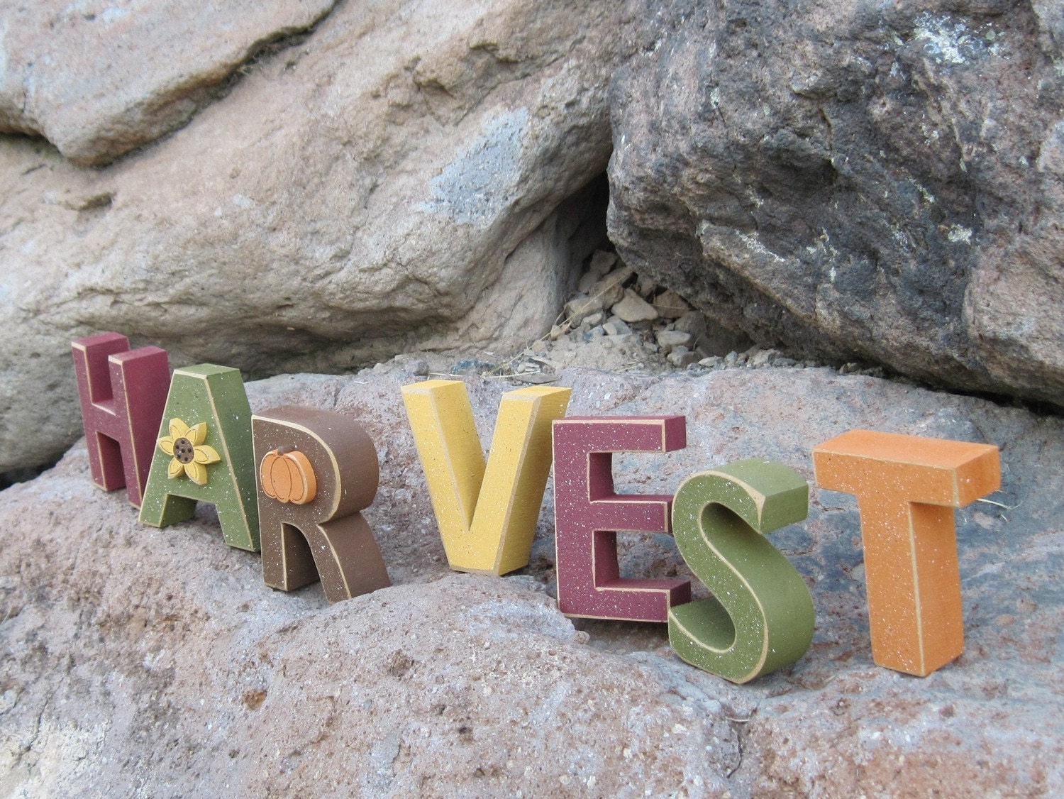HARVEST BLOCKS for Autumn, Fall, Thanksgiving, shelf, gift, mantle, desk, September, October, November and home decor