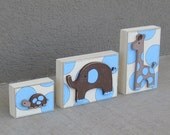 JUNGLE THEMED block SET for boy decor, shelf,  table, office, gift and home decor